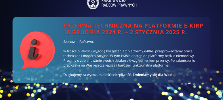 Przerwa techniczna na platformie szkoleniowej e-KIRP.