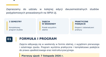 Studia podyplomowe WPiAUJ „Prawo restrukturyzacyjne i upadłościowe”