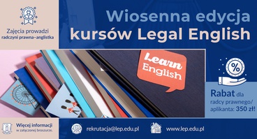 Oferta nowej edycji kursów z LEGAL ENGLISH dla radców prawnych/ aplikantów OIRP w Krakowie ze specjalnym rabatem