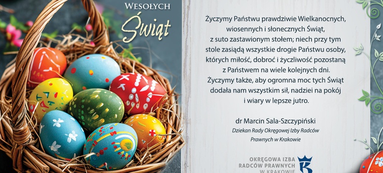 Życzenia świąteczne od Dziekana Rady OIRP w Krakowie