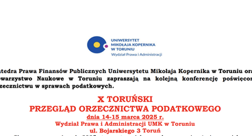 Konferencja X Toruński Przegląd Orzecznictwa Podatkowego, 14-15 marca 2025 r.