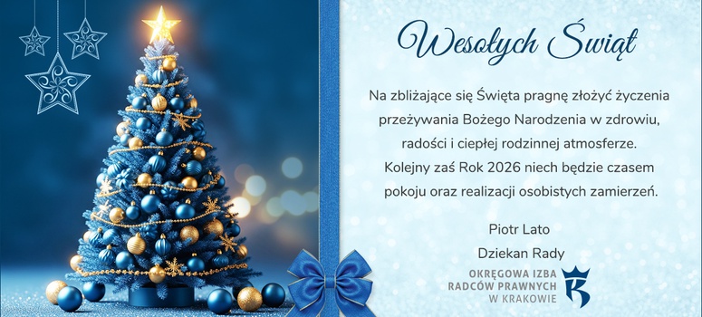 Życzenia świąteczne od Dziekana Rady OIRP w Krakowie