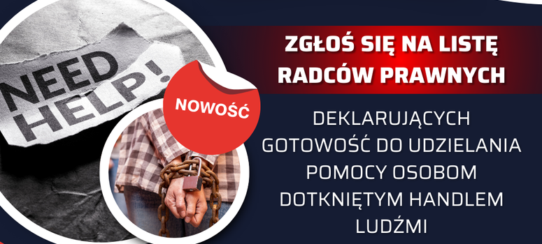 Powstaje lista radców prawnych gotowych do udzielania pomocy osobom dotkniętym handlem ludźmi